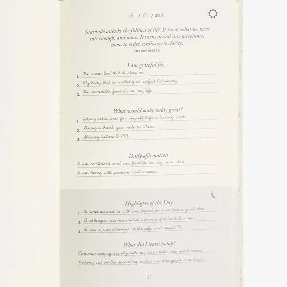 NEW INTELLIGENT CHANGES The Five Minute Journal Hardcover Beige Daily - Picture 3 of 13